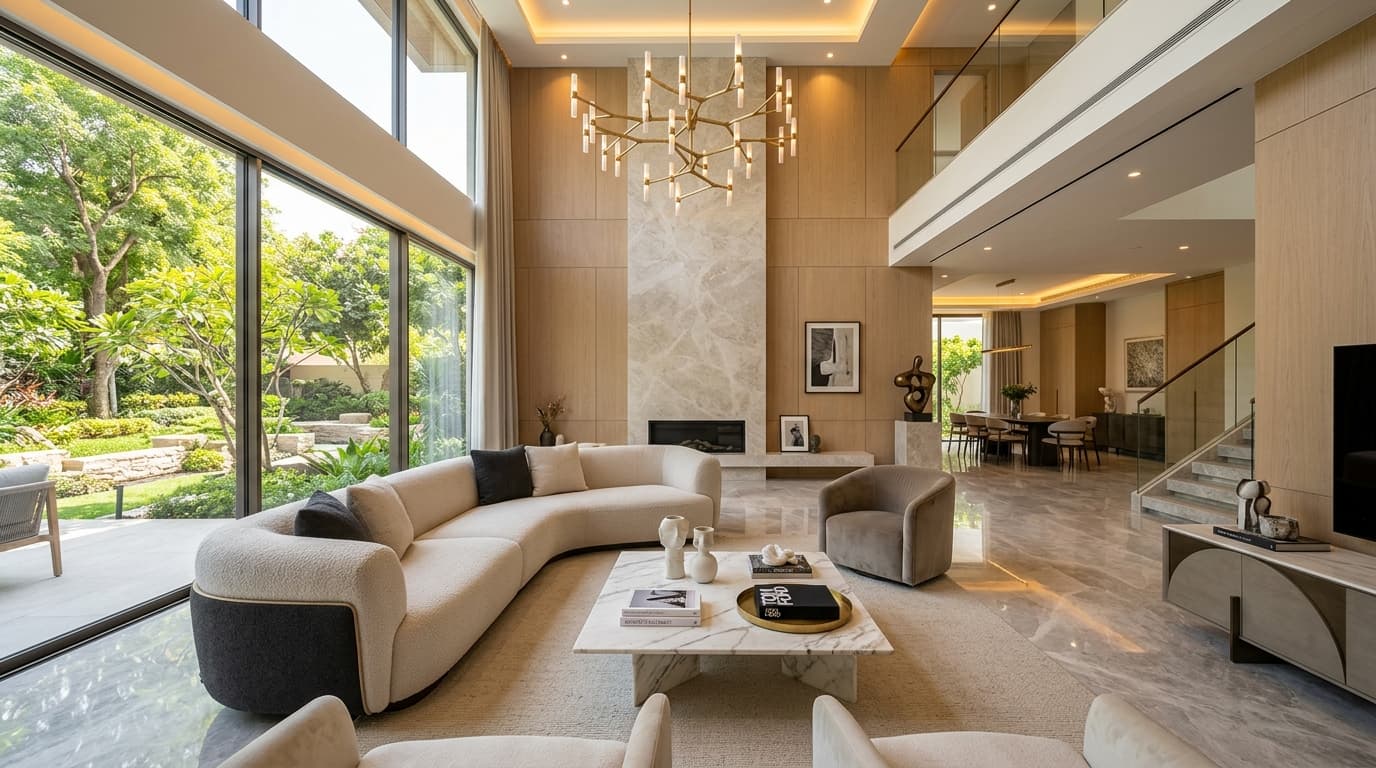 Representative photograph of a light-filled apartment living room — not the actual property.