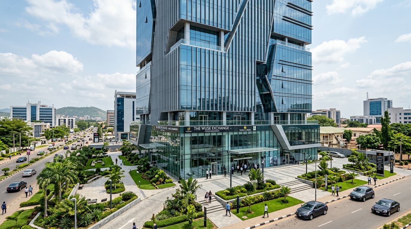 Representative photograph of modern buildings in Lagos — not the actual property.